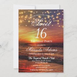 Elegante strandstrijklampen Zomer Verjaardagsfeest Kaart