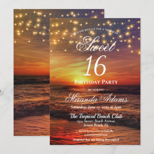 Elegante strandstrijklampen Zomer Verjaardagsfeest Kaart