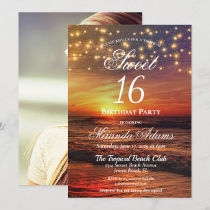 Elegante strandstrijklampen Zomer Verjaardagsfeest Kaart