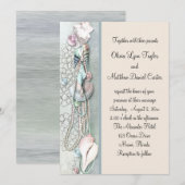 Elegante Strandtrouw met Schelpen en Parels Kaart (Voorkant / Achterkant)