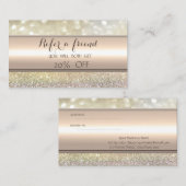 Elegante Streep Bokeh Glitter Verwijskaart Aanbevelingskaartje (Voorkant / Achterkant)
