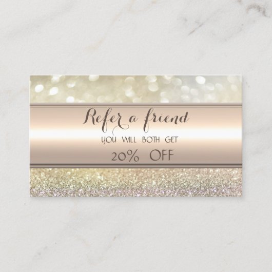 Elegante Streep Bokeh Glitter Verwijskaart Aanbevelingskaartje (Voorkant)