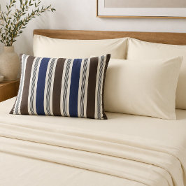 Elegante streep cabana stijl marineblauw bruin  kussensloop