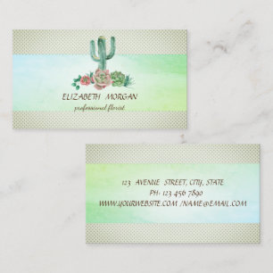 Elegante Streep Cactus Succulent Stippen Visitekaartje