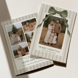 Elegante Streep Familie Foto Kerstkaart