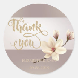 Elegante Streep Magnolia Huwelijkssticker Ronde Sticker