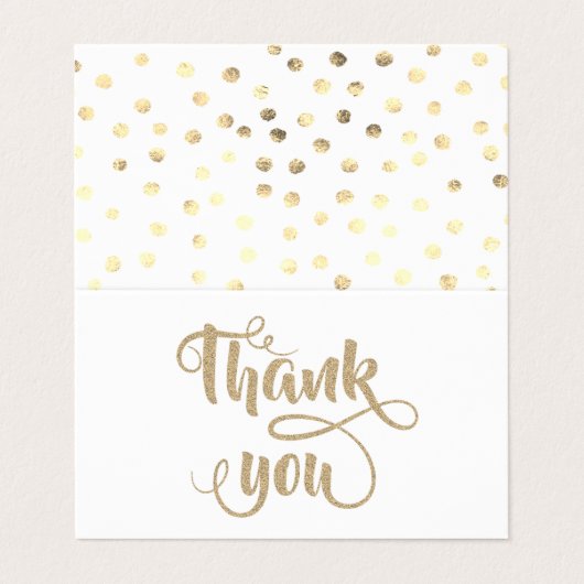 Elegante streep wit, gouden stippen bedankkaart visitekaartje (Buitenkant ongevouwen)