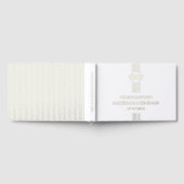 Elegante strepen en initialen witte bruiloft gastenboek (Volledig)