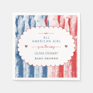 Elegante strepen en sterren 4 juli baby shower servet