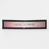 Elegante strepen Faux Roos Gold | Uw bericht Spandoek (Horizontaal)