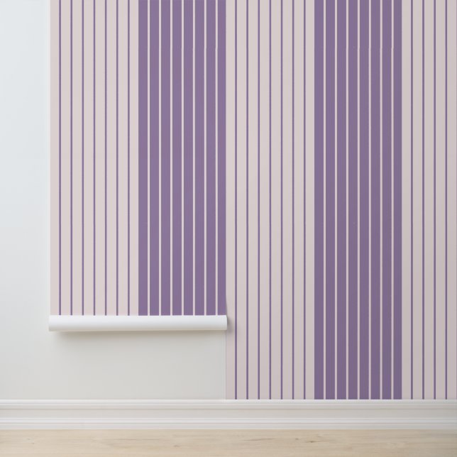 Elegante strepen in Blush & Violet Behang (Applicatie)