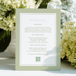Elegante Strepen Sage Trouw Details Card Informatiekaartje