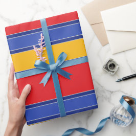 Elegante strepen van kleur, rood blauw, geel en zi cadeaupapier