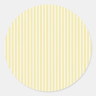 Elegante Strepen Wit - Boter Geel Ronde Sticker