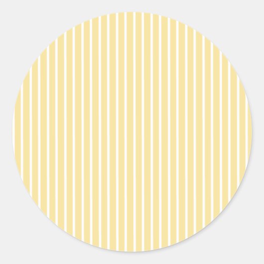 Elegante Strepen Wit - Kanariegeel Ronde Sticker (Voorkant)