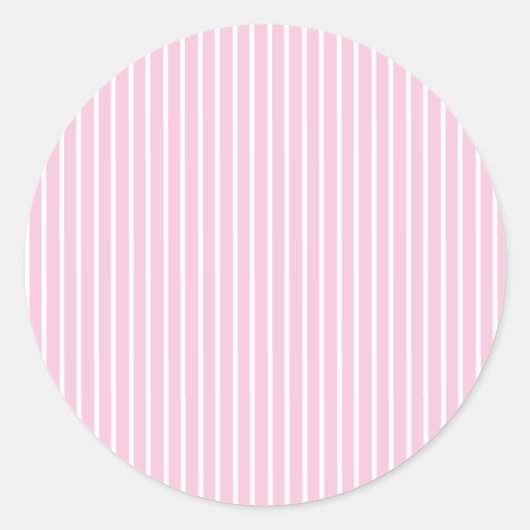 Elegante Strepen Wit - Licht Roze Ronde Sticker (Voorkant)