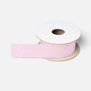 Elegante Strepen Wit - Licht Roze Satijnen Lint