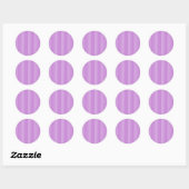Elegante Strepen Wit - Orchidee Paars Ronde Sticker (Vel)