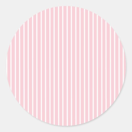 Elegante Strepen Wit - Roze Ronde Sticker (Voorkant)