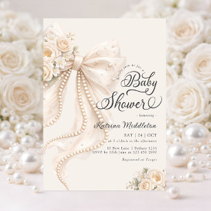 Elegante strik bloem boho meisje baby shower kaart