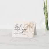 Elegante strik bloemige babyshower bedankkaart (Voorkant)