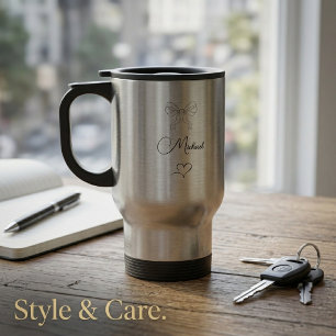 Elegante strik en hart gepersonaliseerd ontwerp reisbeker