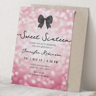 Elegante strik en lichten Sweet Sixteen Roze  Kaart