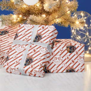 Elegante Strik Familie Foto Kerstmis - Rood Cadeaupapier