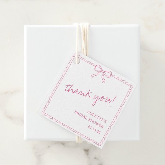 Elegante strik handgetekende bruidsdouche bedankje bedankjes labels (In situ)