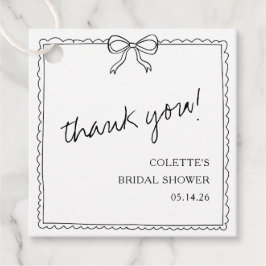 Elegante strik handgetekende bruiloftsdank je bedankjes labels