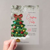 Elegante strik kerstboom feest acryl uitnodigingen (Insitu (Draagbaar))
