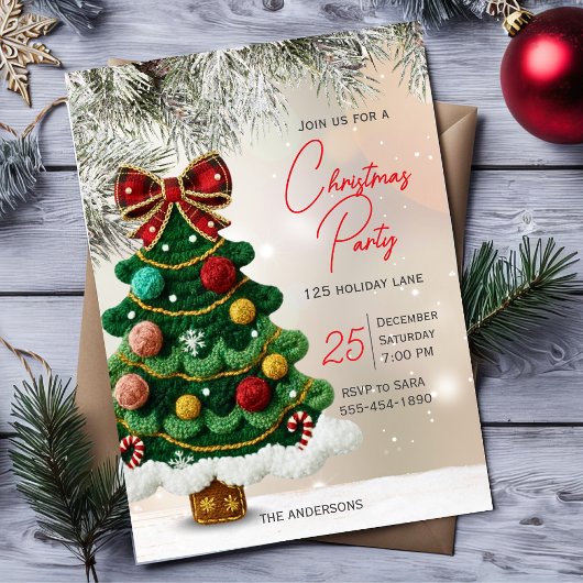 Elegante strik kerstboom feest  kaart