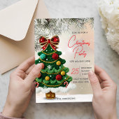 Elegante strik kerstboom feest  kaart