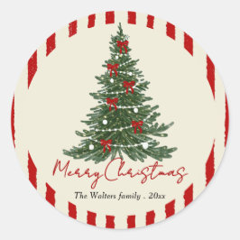 Elegante strik kerstboom feest sticker
