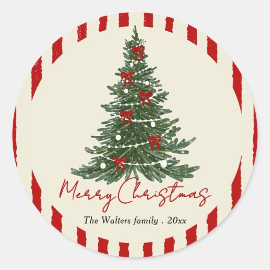 Elegante strik kerstboom feest sticker (Voorkant)