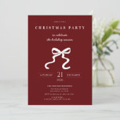 Elegante strik kerstfeest uitnodiging (Staand voorkant)