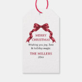 Elegante Strik Kerstmis Cadeaulabel (Achterkant)