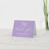 Elegante Strik Lavendel Bruiloft Bedankkaart (Voorkant)