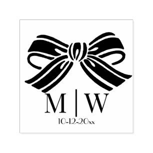 Elegante strik lint #5 Trouw paar initials datum Zelfinktende Stempel