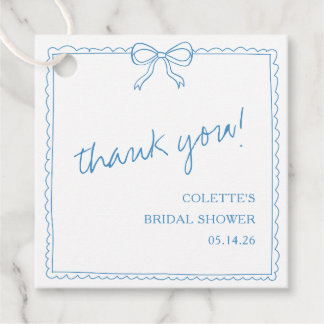 Elegante strik met de hand getekende bruids-shower bedankjes labels