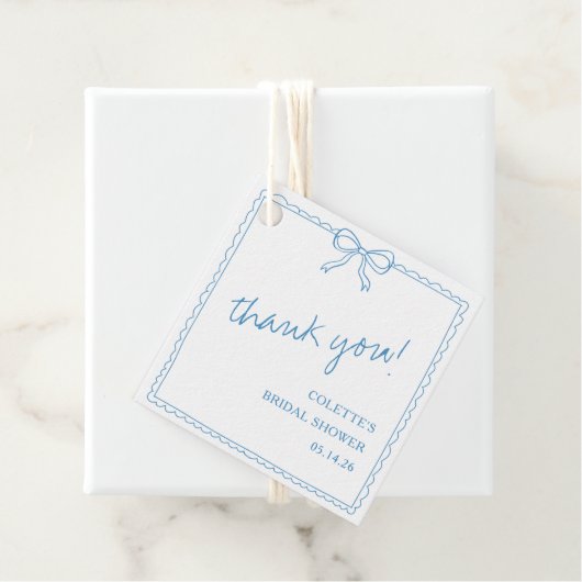 Elegante strik met de hand getekende bruids-shower bedankjes labels (In situ)