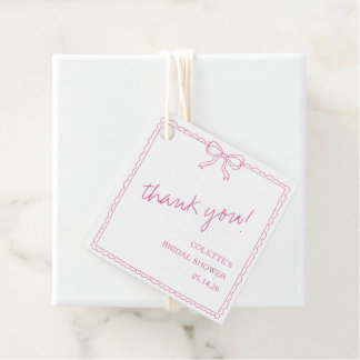 Elegante strik met de hand getekende bruidsdouche  bedankjes labels