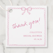 Elegante strik met de hand getekende bruidsdouche bedankjes labels (Voorkant)