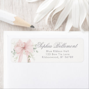 Elegante strik neutraal babyshower retouradres etiket