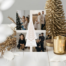 Elegante strik presenteert groenblijvende boom fot folie feestdagenkaart