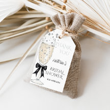 Elegante strik Prosecco bruidsfeest bedankje