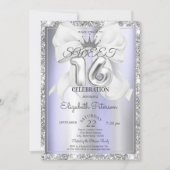 Elegante strik,tiara,paarse zilveren glitters Swee Kaart (Voorkant)