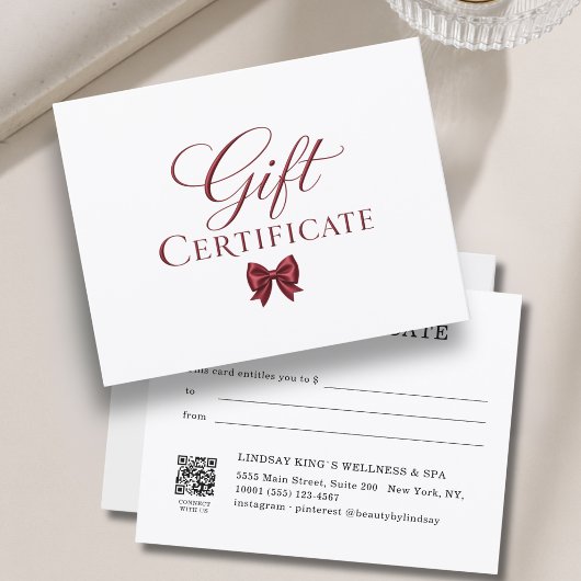 Elegante strik witte rode cadeaubon