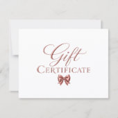 Elegante strik witte roségoud cadeaubon (Voorkant)