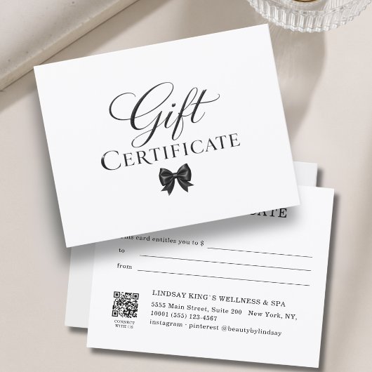 Elegante strik witte zwarte cadeaubon